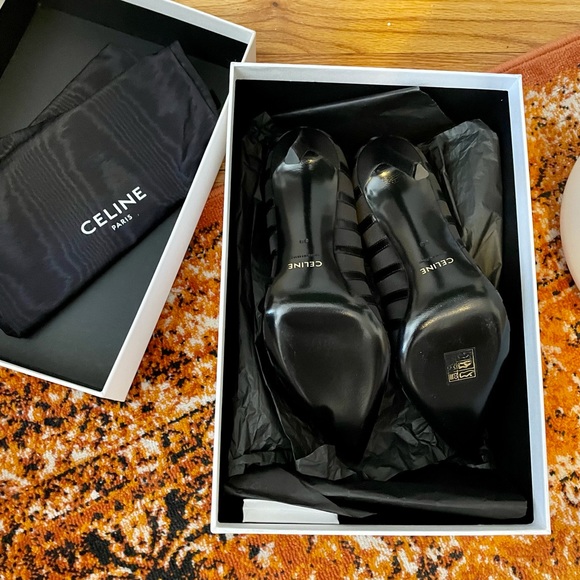 BRAND NEW CELINE/NEVER WORN striped heel. - Picture 6 of 8